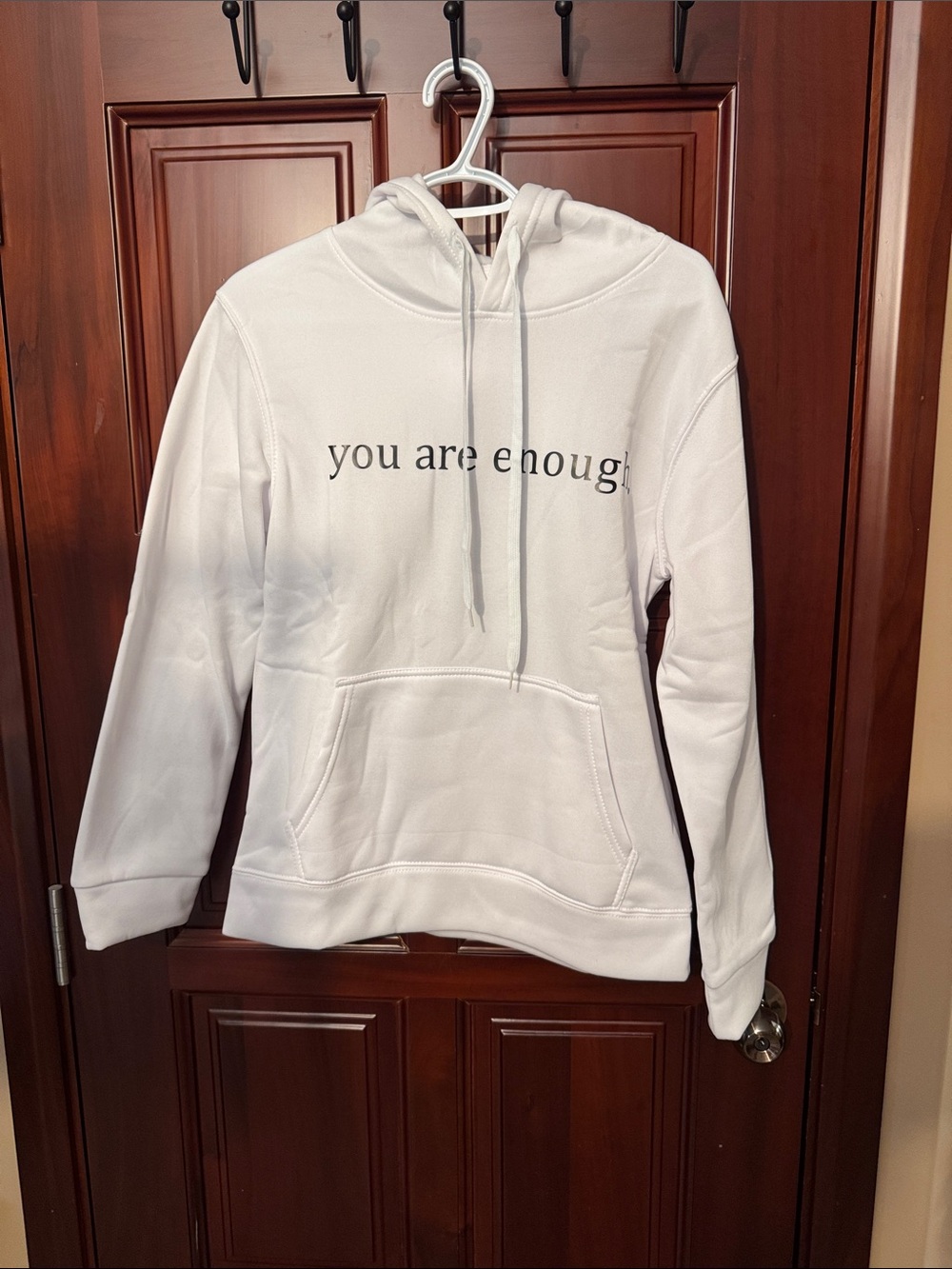 You Are Enough White Hoodie Sweater